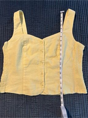 NWT Old Navy Linen Yellow Button-Front Crop Tank size L